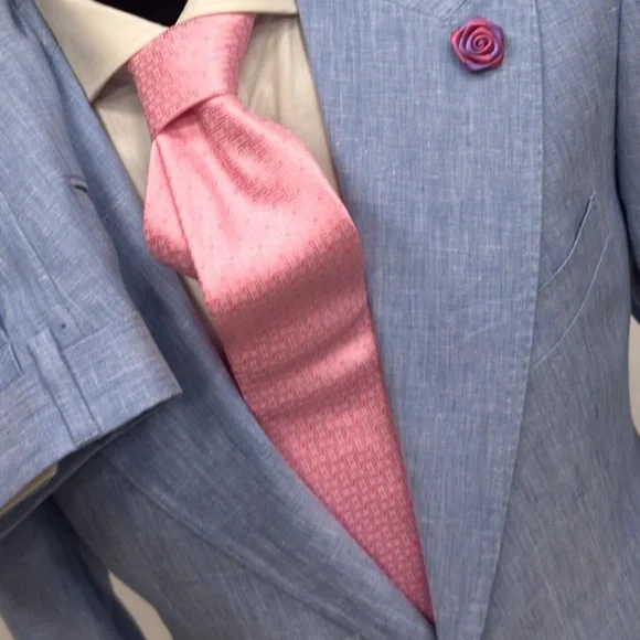 Sky blue linen suit
